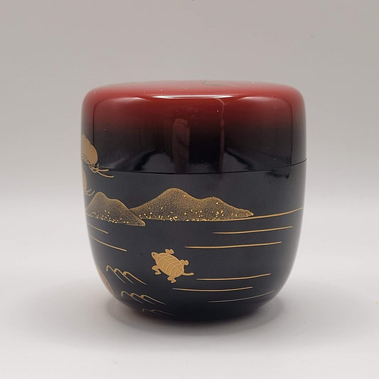 Japanese Tea Caddy Itsukō-zan 逸香山 Hōraizan-motief with gold Nakamura Sōetsu