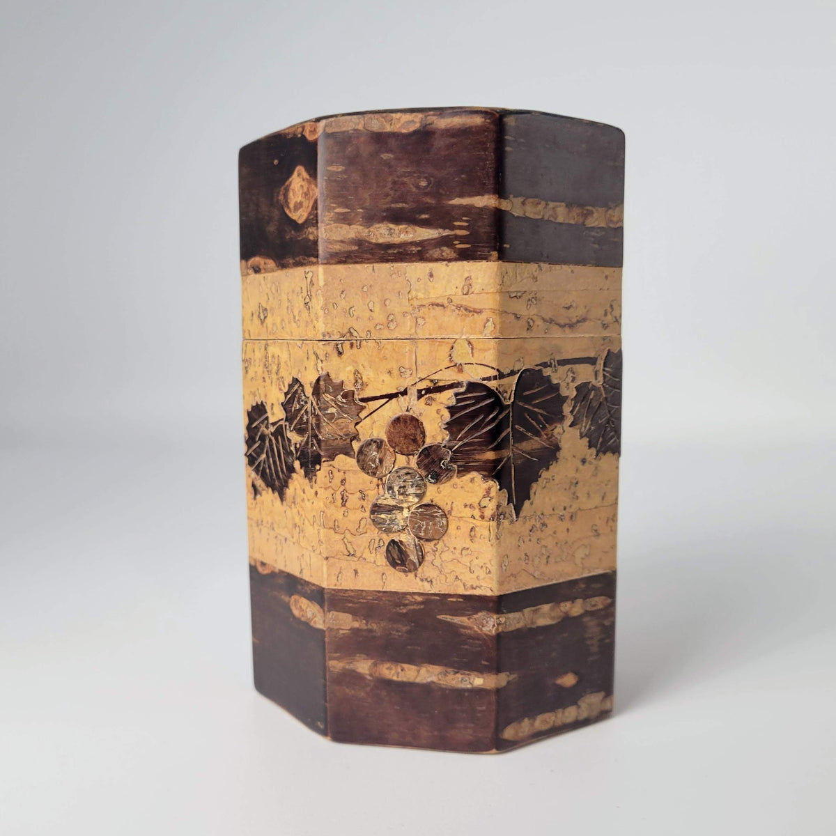 Japanse theebus chazutsu - Sakura Kawa - Druivenmotief - Driedelige Set