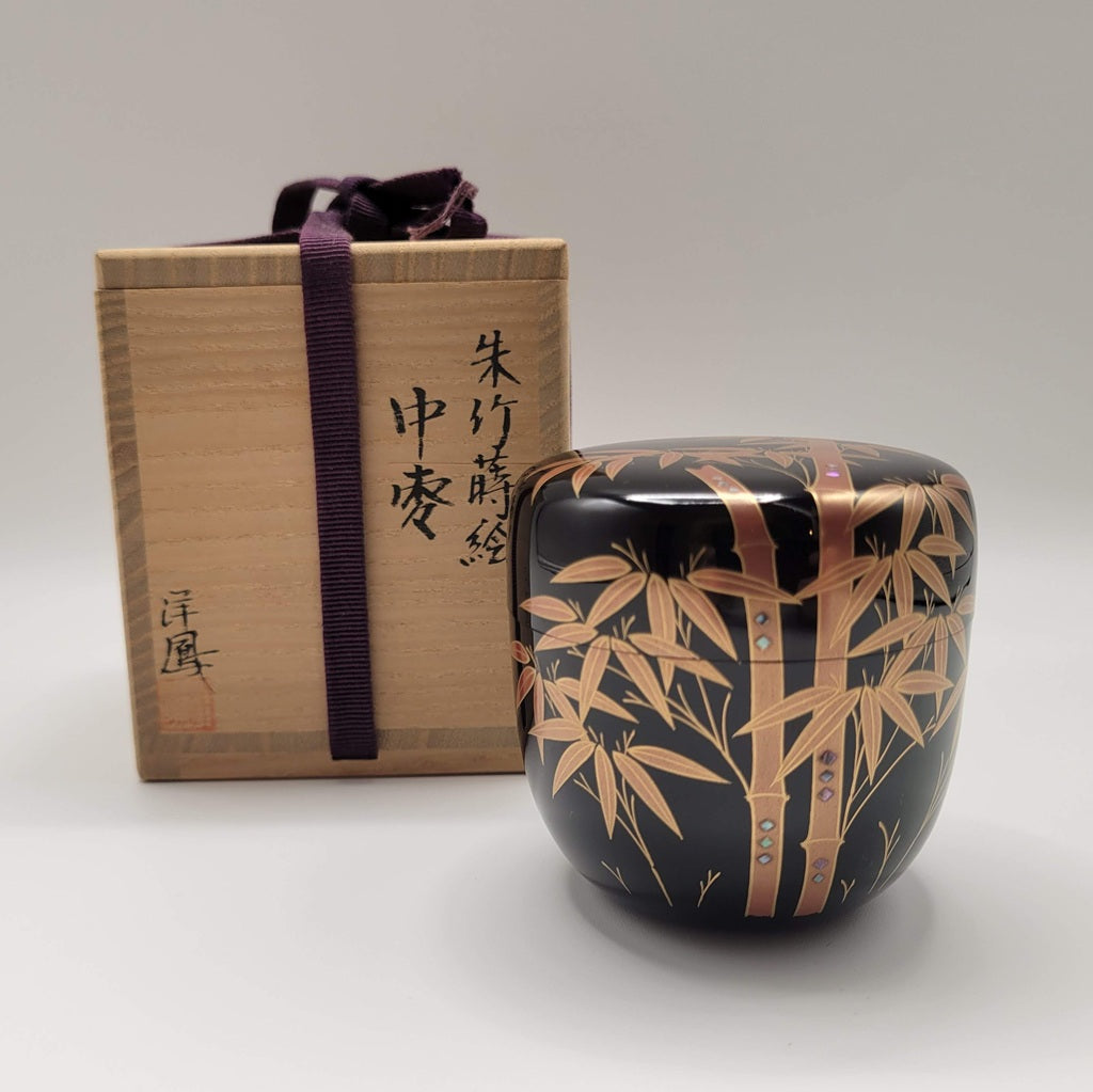 Japanse tea caddy Shuchiku maki-e 朱竹蒔絵 Murayama Yōhō