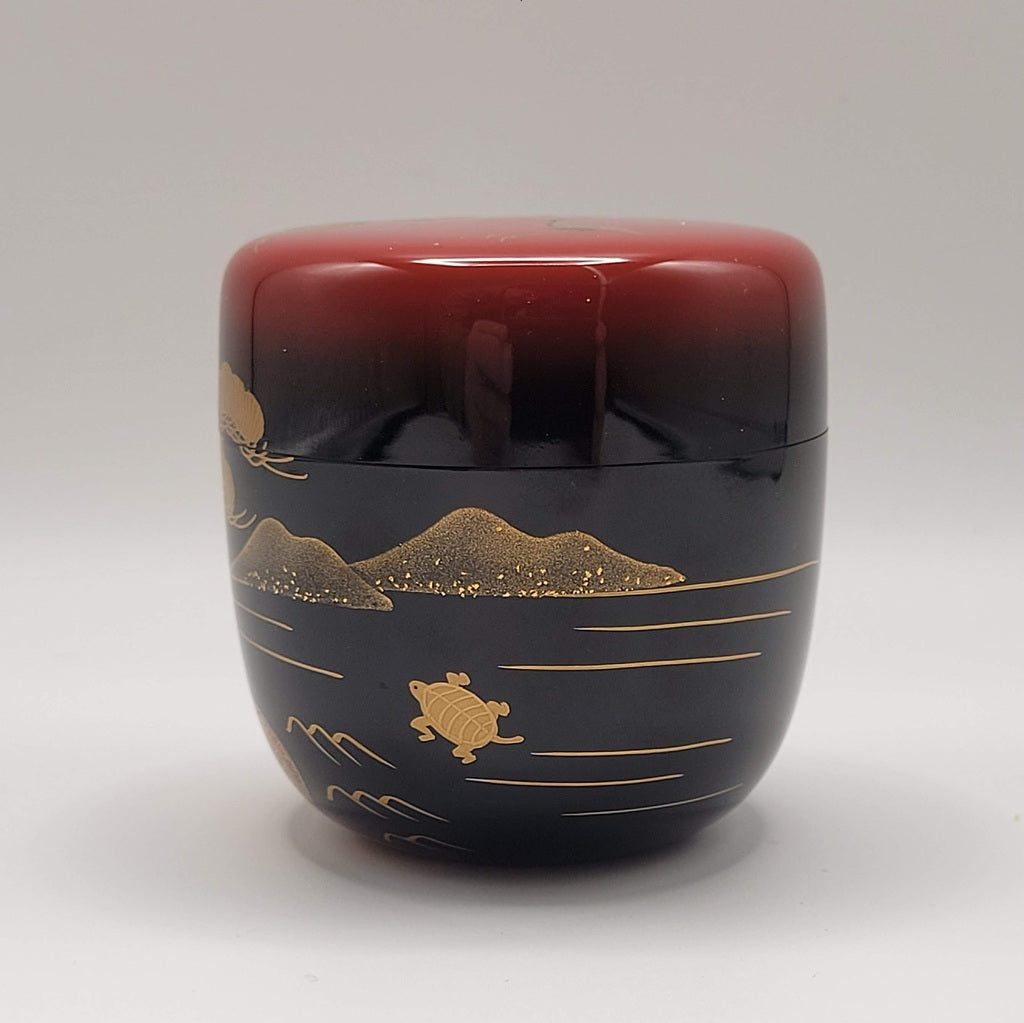 Japanese Tea Caddy Itsukō-zan 逸香山 Hōraizan-motief with gold Nakamura Sōetsu