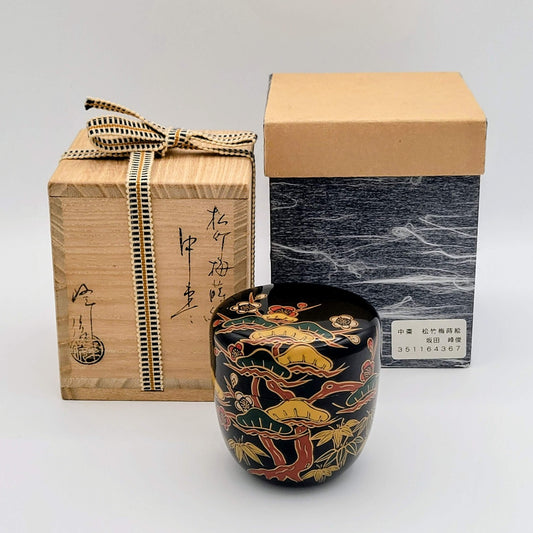 Matcha natsume with Shochikubai motif 松竹梅 Sakata Minetosh