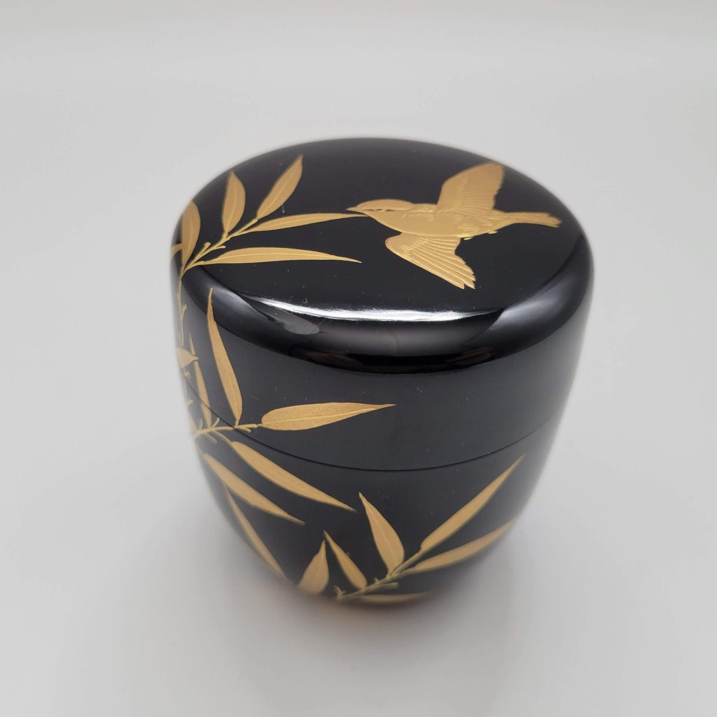 Japanisches Natsume Kachō-ga 花鳥画 Bambus und Vogel Maki-e